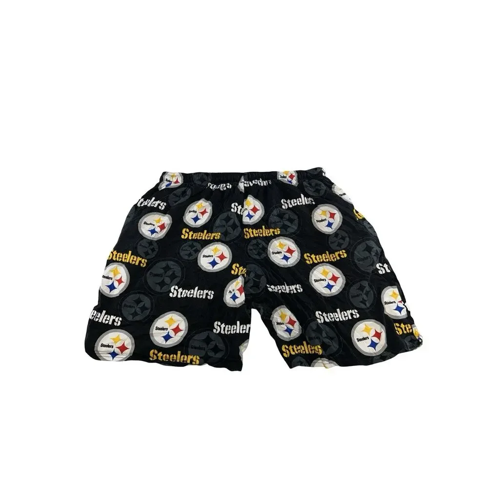 Pittsburgh Steelers Men’s 2XL Black NFL Logo Lounge Pajama Shorts